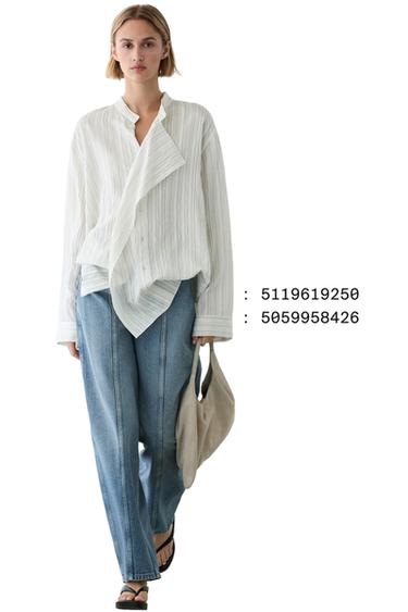 Jeans barrel fit detalle costuras - Azul agua de Zara