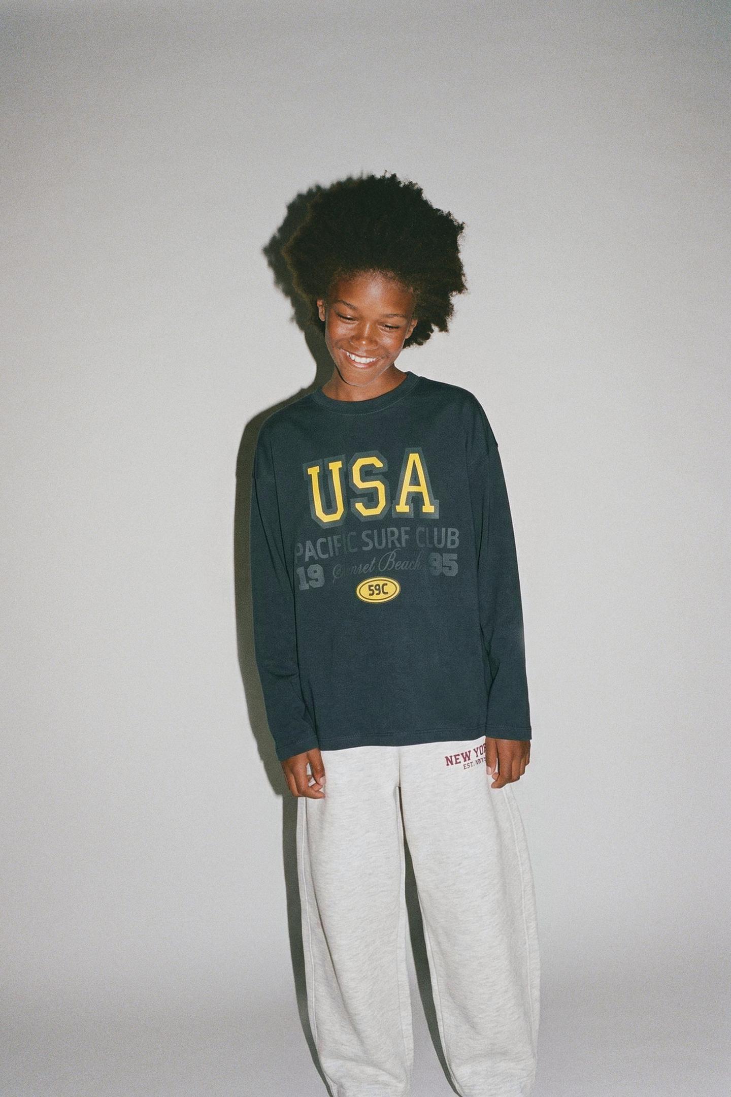 Детские брюки Zara Text Barrel Sweatpants, цвет: Серый меланжевый