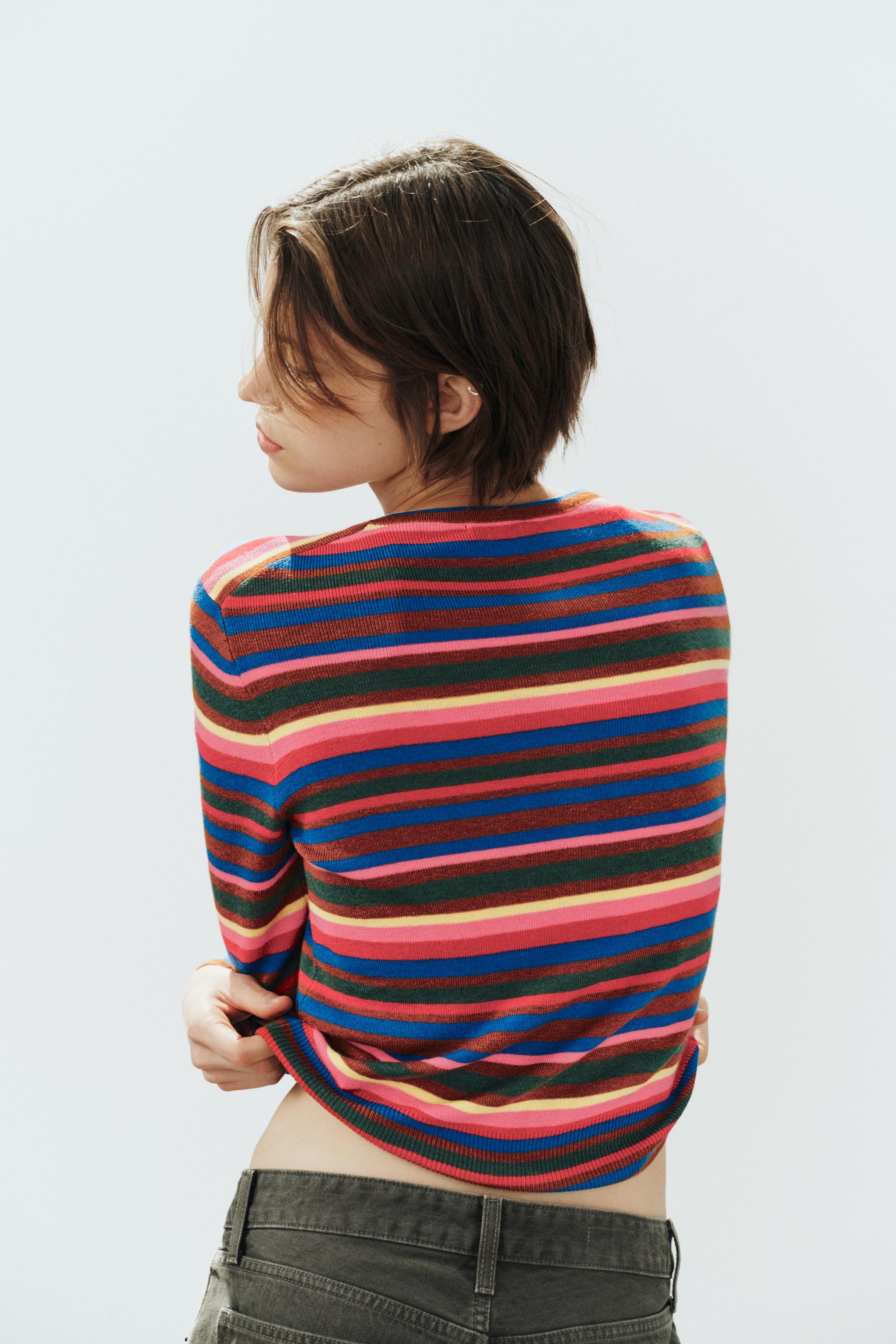 Zara ÇİZGİLİ TRİKO HIRKA görsel 3