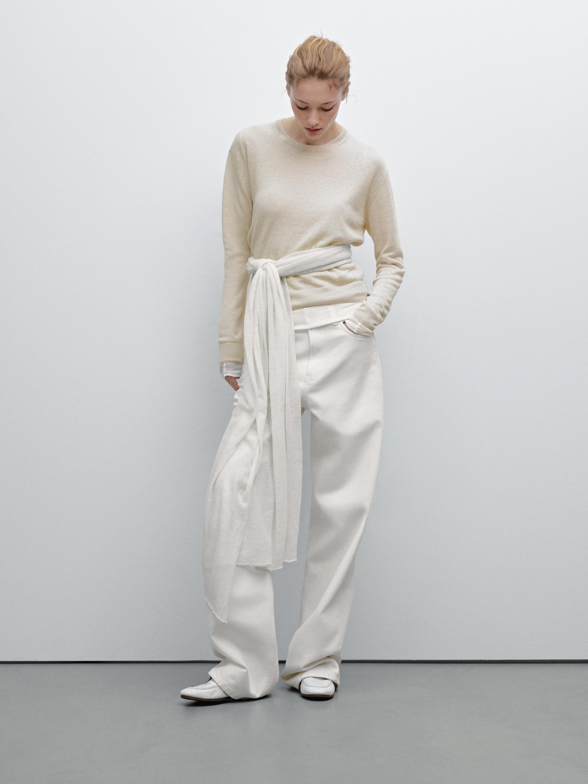 100% linen fine knit sweater - Sand | ZARA United States