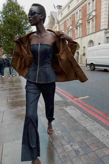 CONTRAST TOPSTITCH TROUSERS - Indigo by Zara