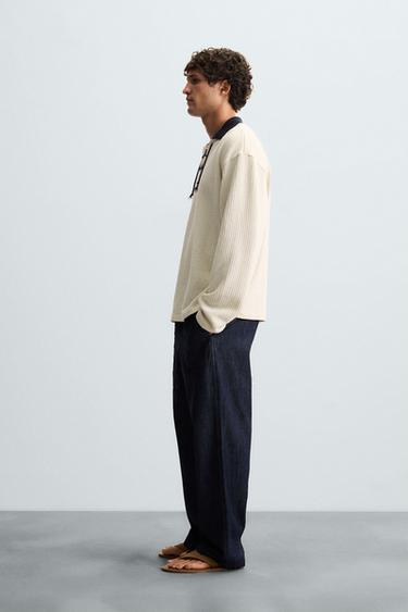 TEXTURED SWEATSHIRT WITH DRAWSTRING - Ecru by Zara - Image 3