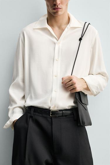 RELAXED FIT FLOWING SHIRT - Oyster-white by Zara - Image 4