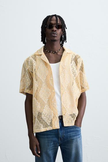 CROCHET TEXTURED SHIRT - Yellow by Zara