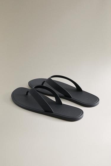 RUBBERISED POOL SANDALS - Navy Blue by Zara - Image 3