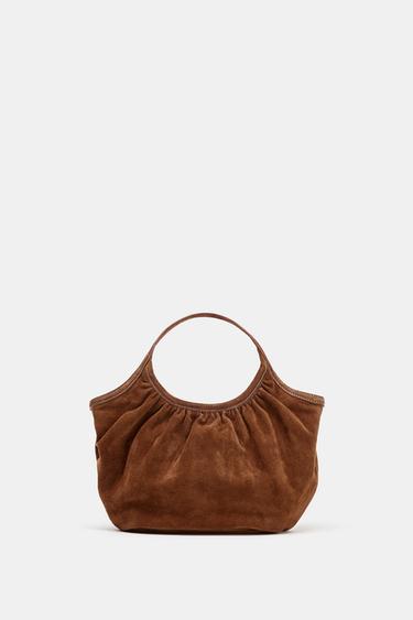 BOLSO MINI SHOPPER PIEL - Marrón de Zara