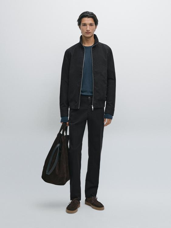 Slim fit cotton trousers