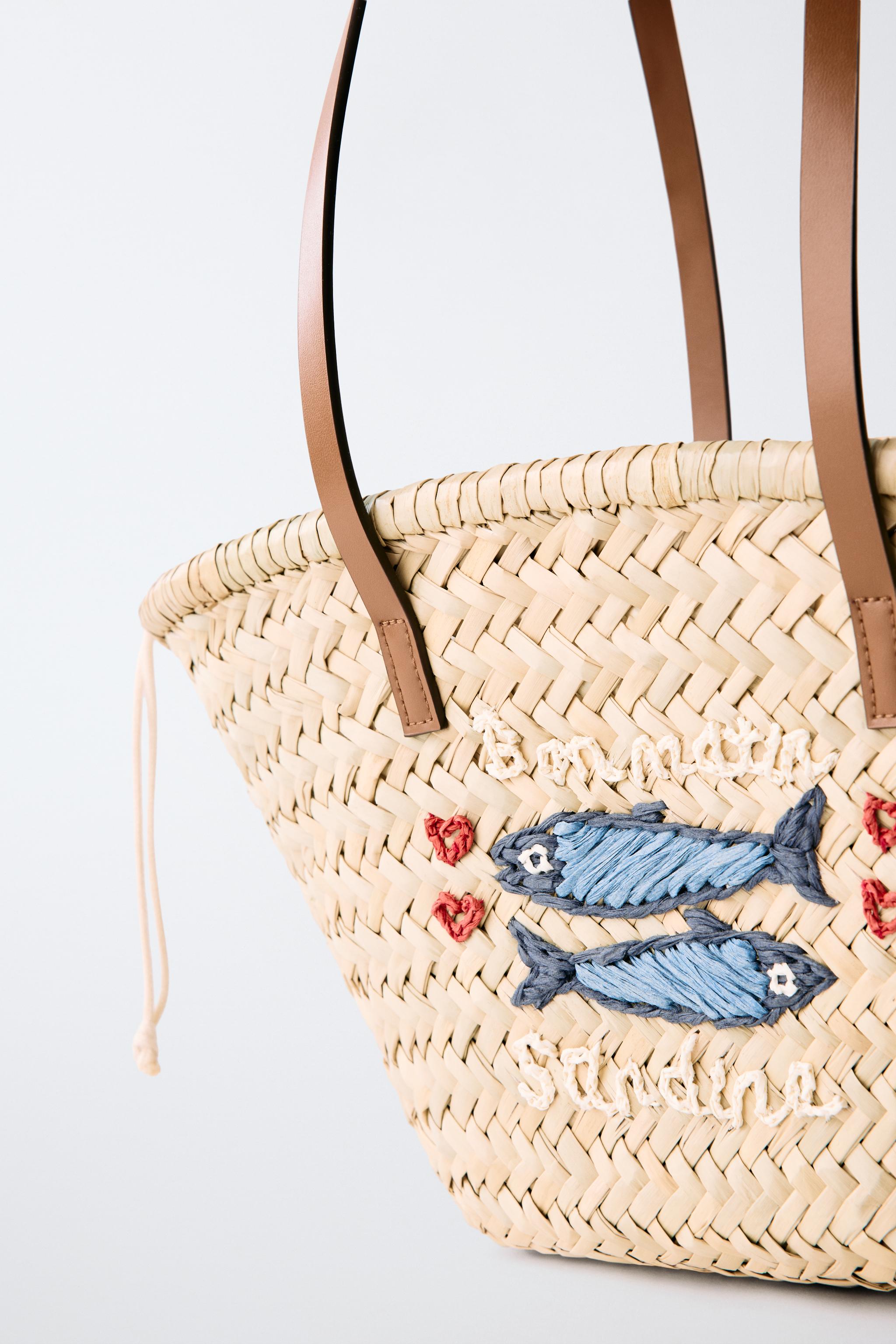 FISH RAFFIA TOTE BAG