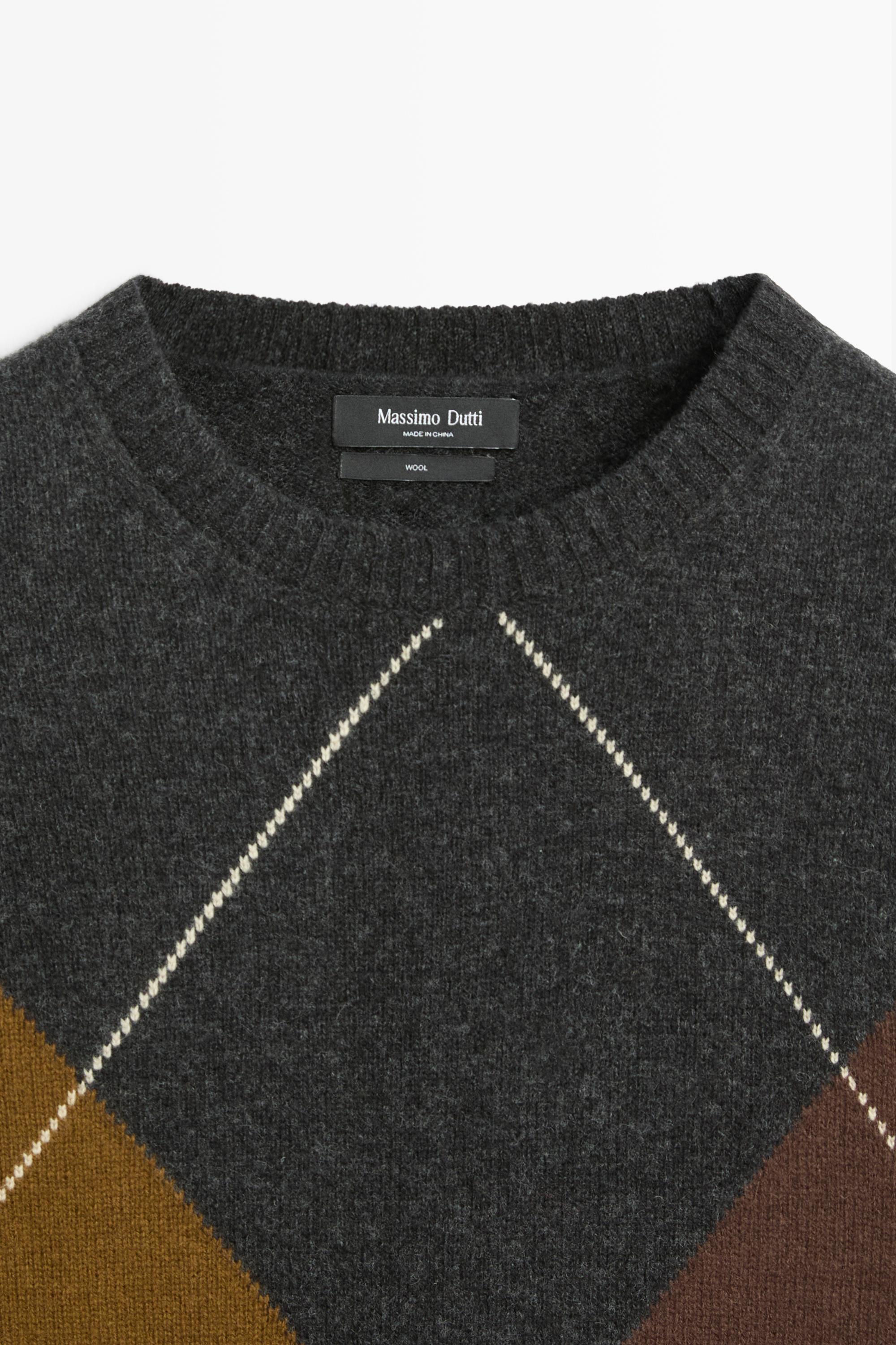 Pull à losanges en maille 100 % laine