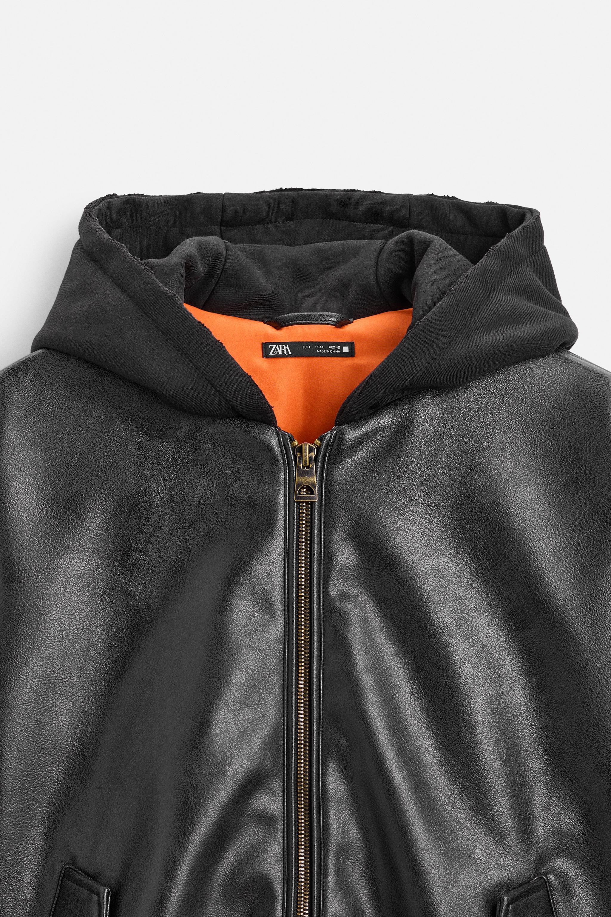 LEATHER EFFECT JACKET WITH HOOD - Black | ZARA Australia