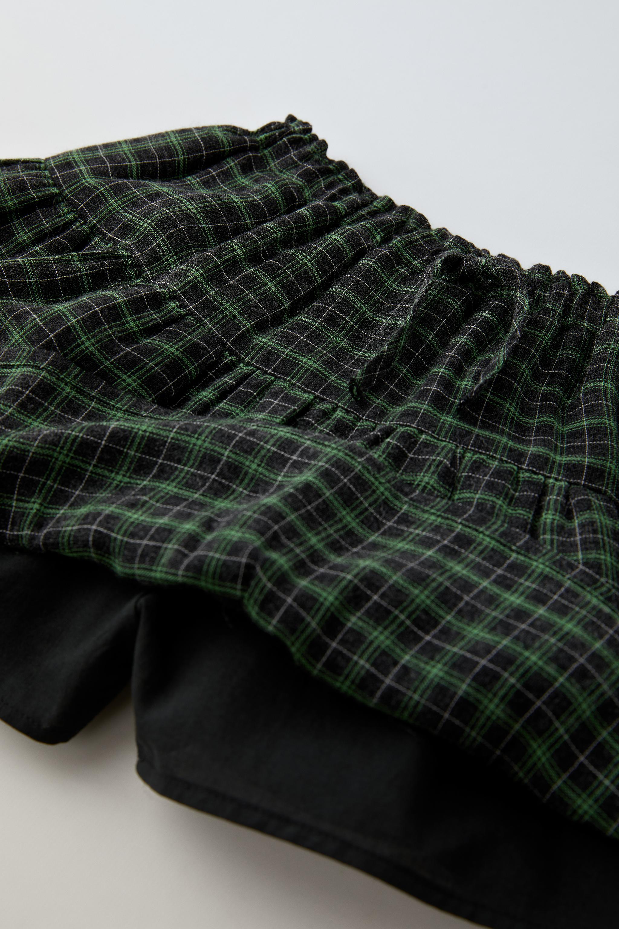 Khaki green shop plaid skirt