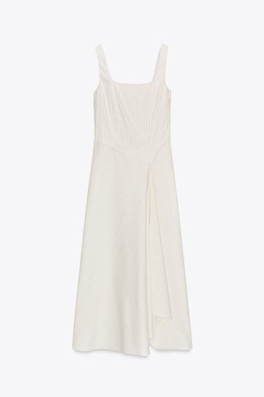 VESTIDO MIDI RAYAS - Crudo de Zara