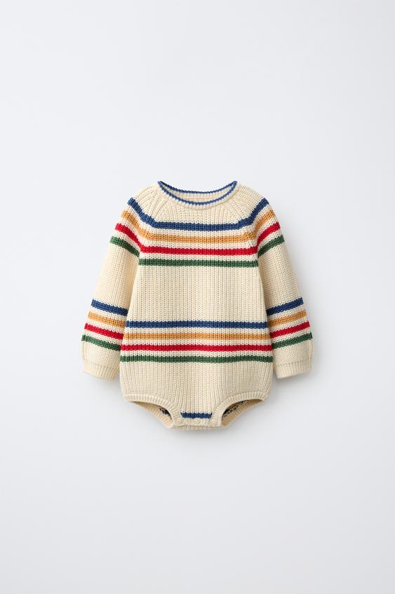 BODY PUNTO RAYAS CON LANA FRUIT OF THE LOOM™ - Crudo de Zara - Imagen 0
