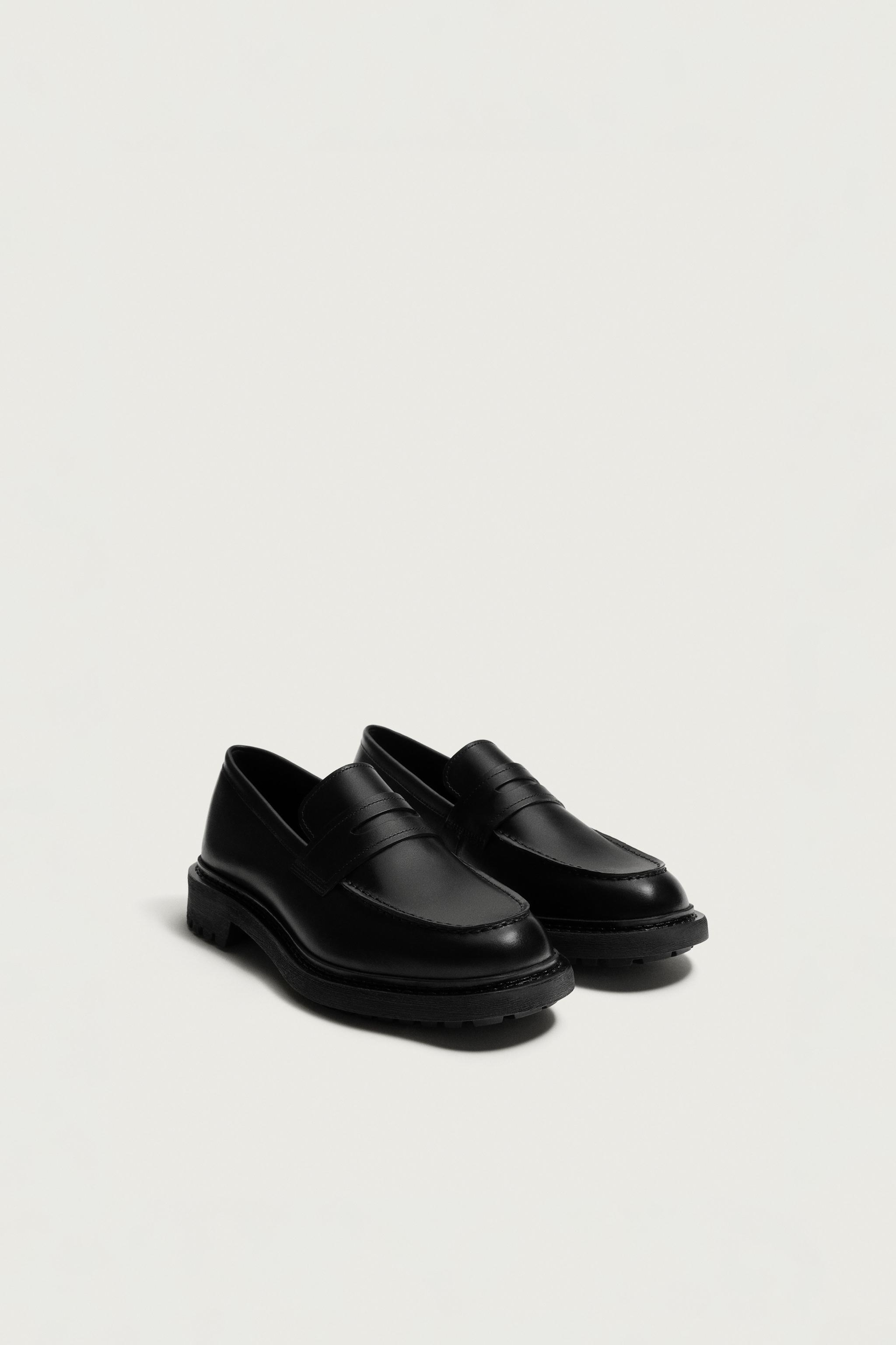 CASUAL LEATHER LOAFERS — Black