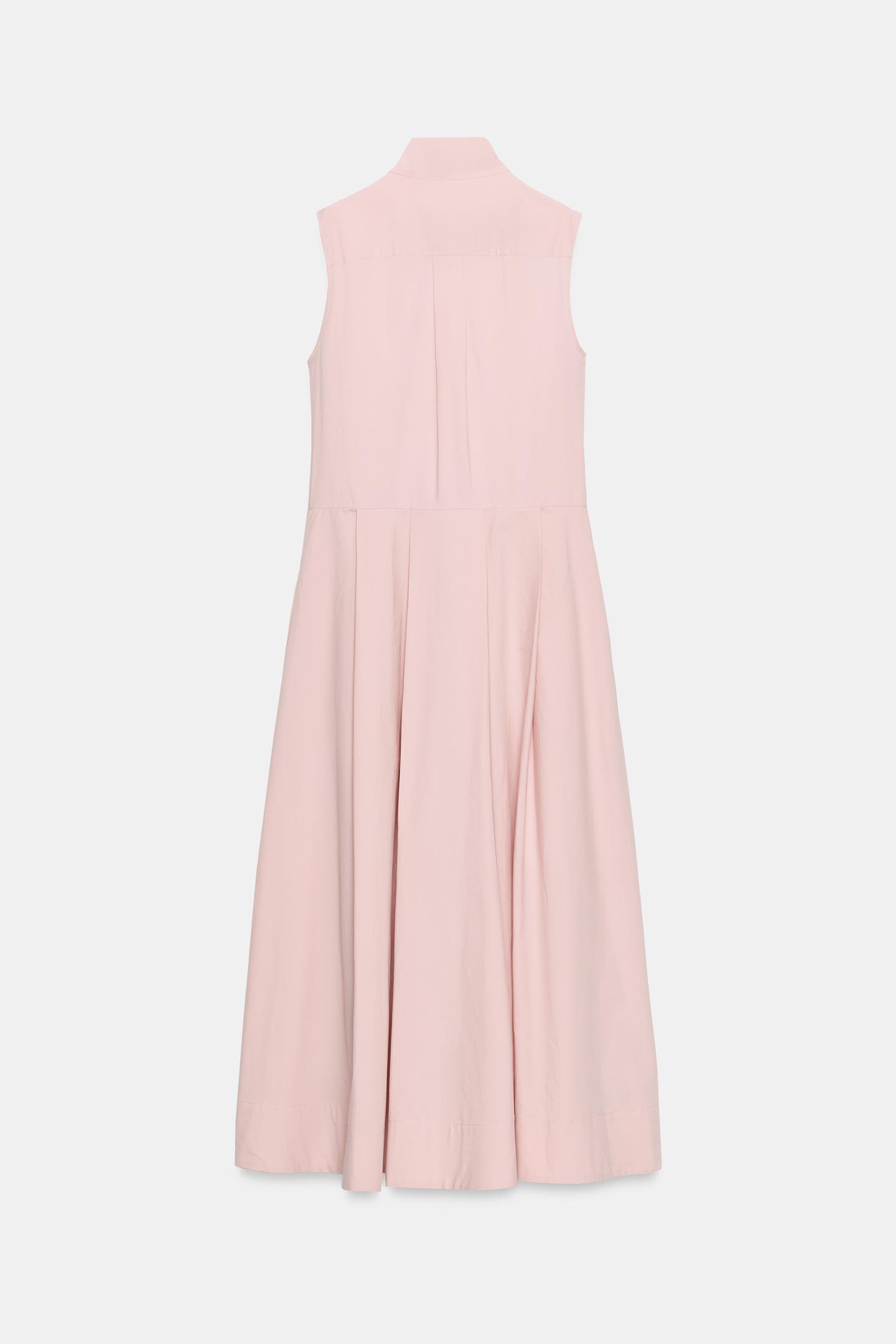 Женское платье Zara ZW Collection Shirt Dress, цвет: Пастельный розовый — фото 7