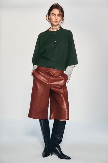 JERSEY PUNTO MANGA ANCHA - Verde oscuro de Zara - Imagen 0