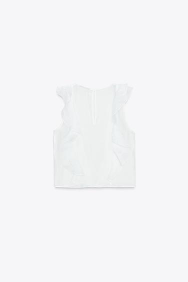 SEMI-SHEER RUFFLED BLOUSE - Ecru by Zara - Image 1