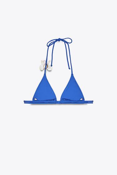HAUT DE BIKINI TRIANGLE FLEURI - Bleu roi de Zara - Image 5