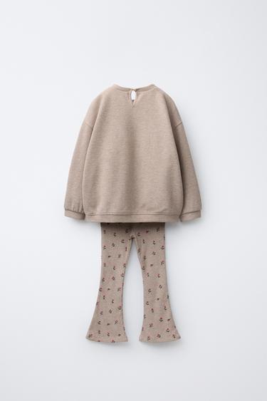 ENSEMBLE T-SHIRT ET LEGGING FLARE SOFT TOUCH - Sable / Chiné de Zara - Image 1