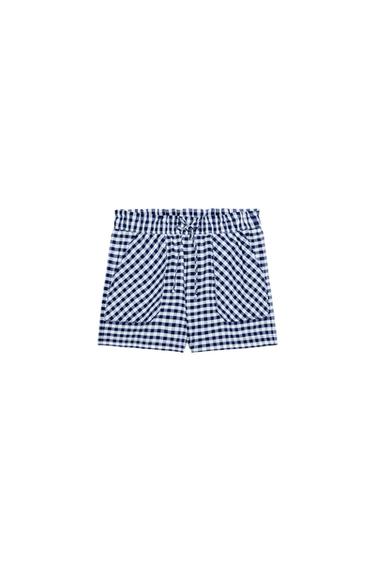 ZW 컬렉션 깅엄 체크 쇼츠 - Zara 화이트 / 네이비