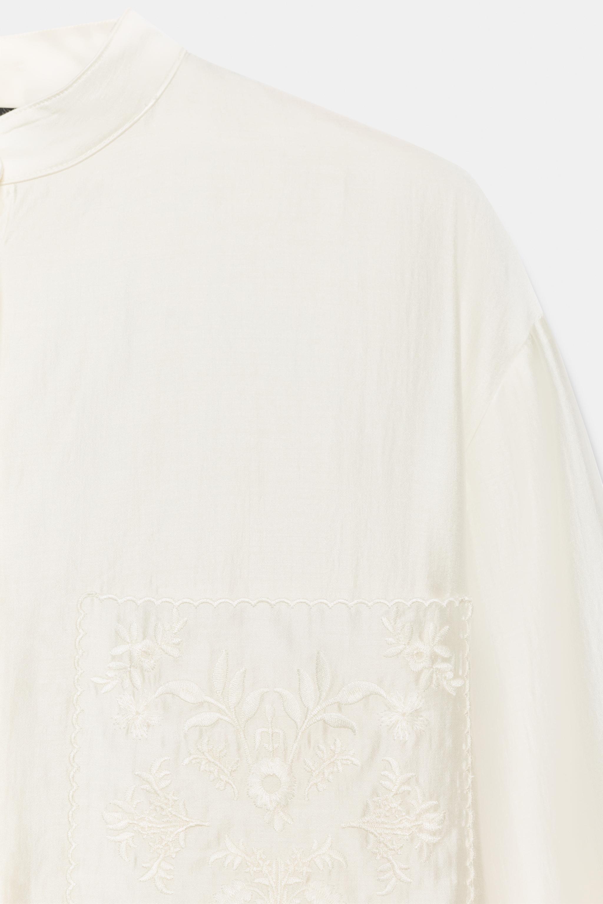Zara ZW COLLECTION İŞLEMELİ CEPLİ GÖMLEK görsel 3