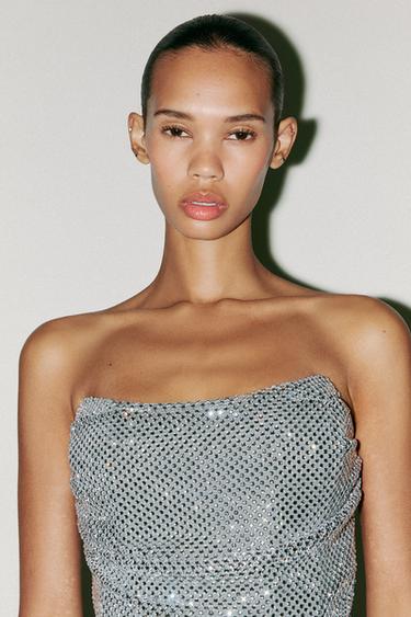 ROBE COURTE STRASS - Argent de Zara - Image 2