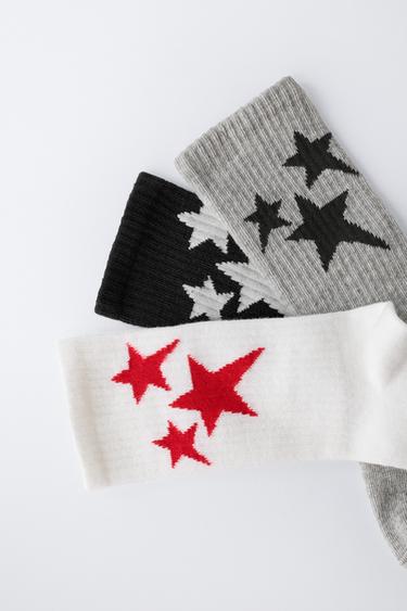 LOT DE TROIS CHAUSSETTES MI-HAUTES À ÉTOILES - Gris de Zara - Image 2