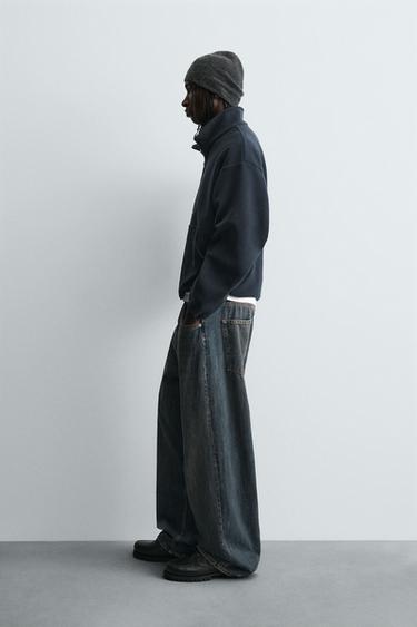 SWEAT POLAIRE COL ZIPPÉ BRODÉ - Bleu marine de Zara - Image 3