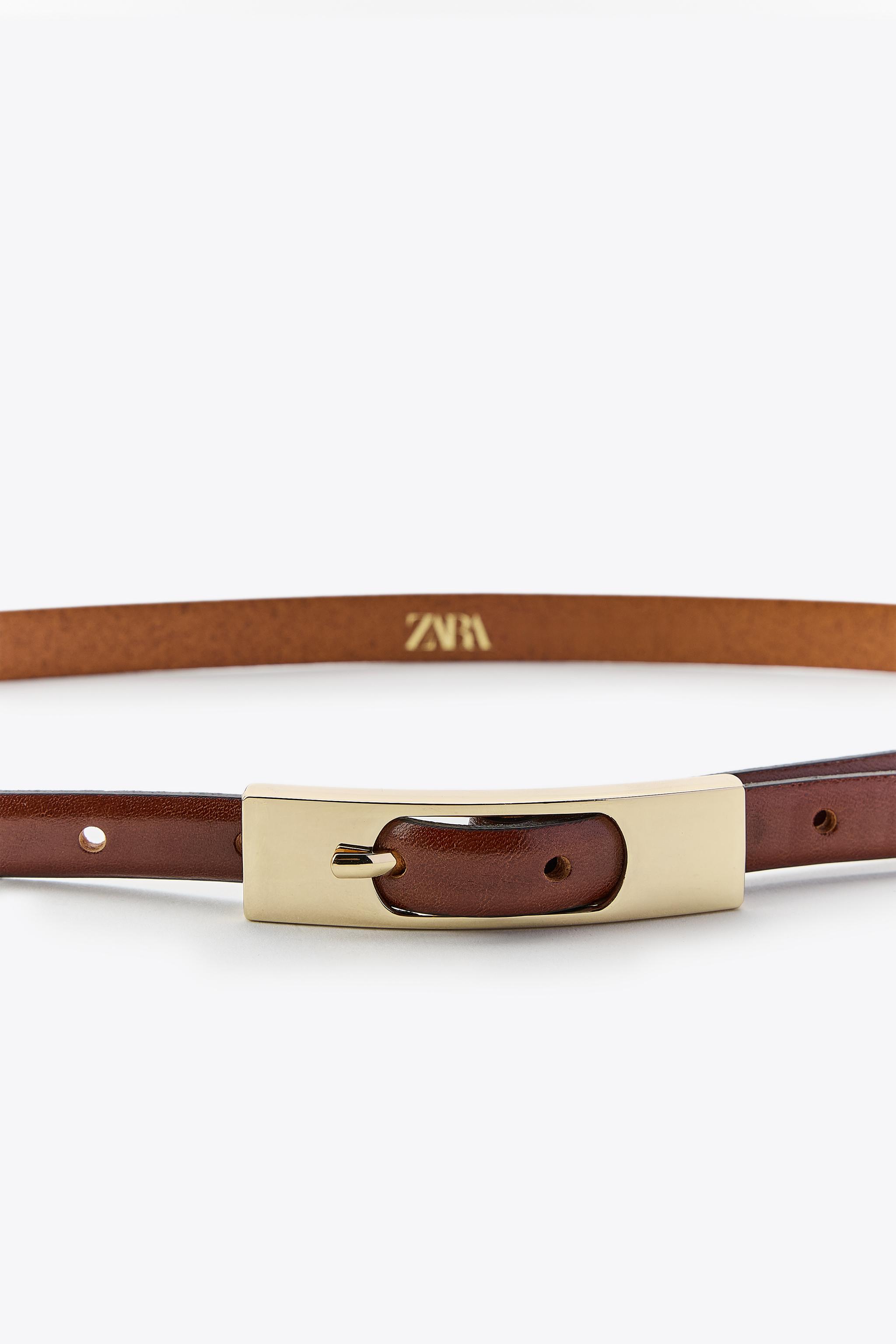 THIN BELT WITH RECTANGULAR BUCKLE - Brown | ZARA United States