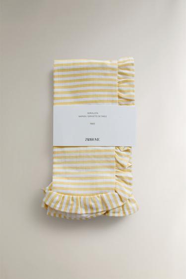 LOT DE 2 SERVIETTES DE TABLE EN COTON À VOLANT - Jaune de Zara - Image 4
