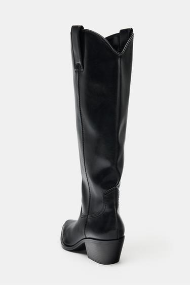 COWBOY KNEE-HIGH BOOTS - Black by Zara - Image 7