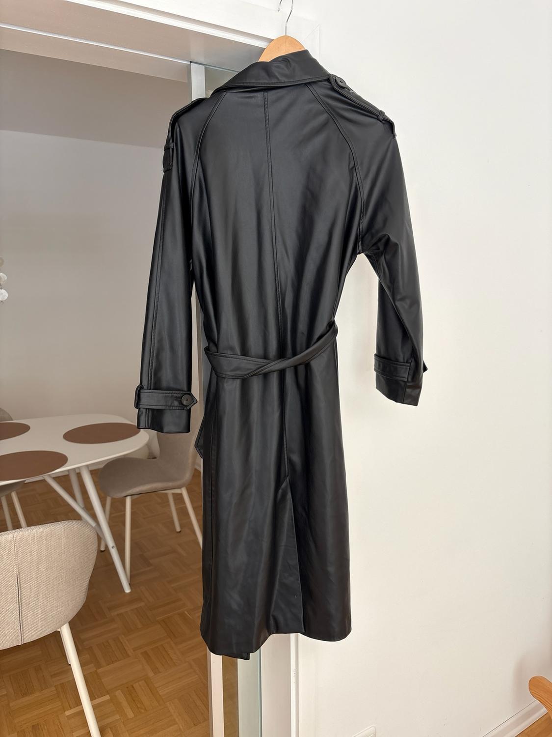 DOUBLE-BREASTED FAUX LEATHER TRENCH COAT WITH BELT - Image 2