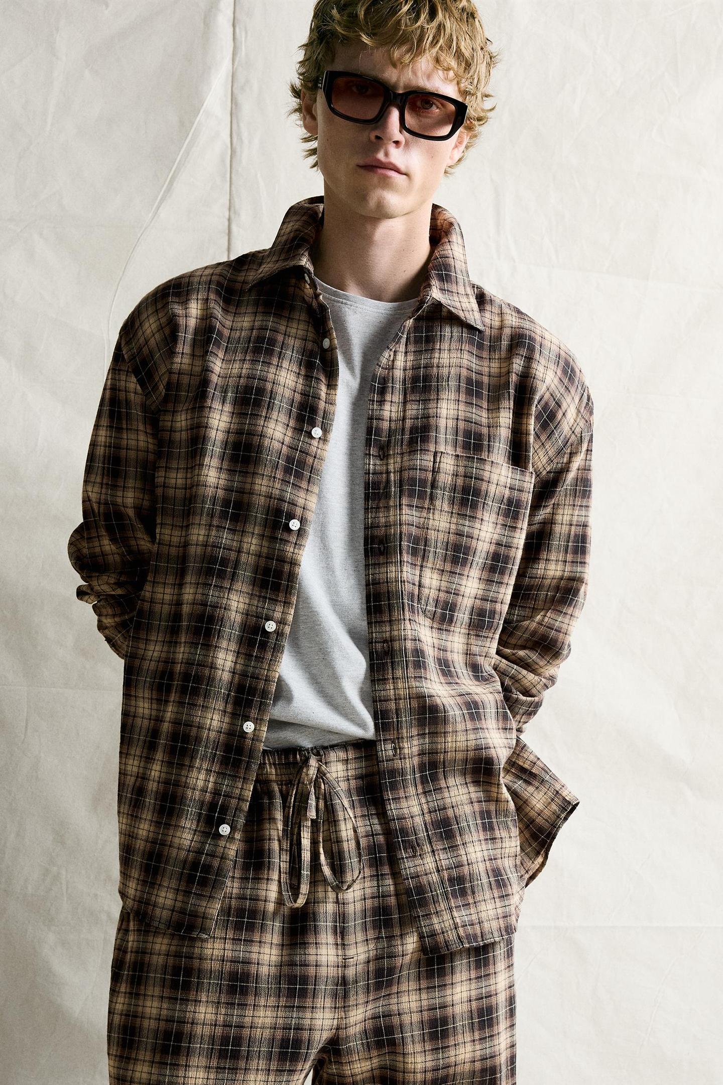 Мужские брюки Zara Textured Plaid Relaxed-Fit, цвет: Коричневый — фото 5