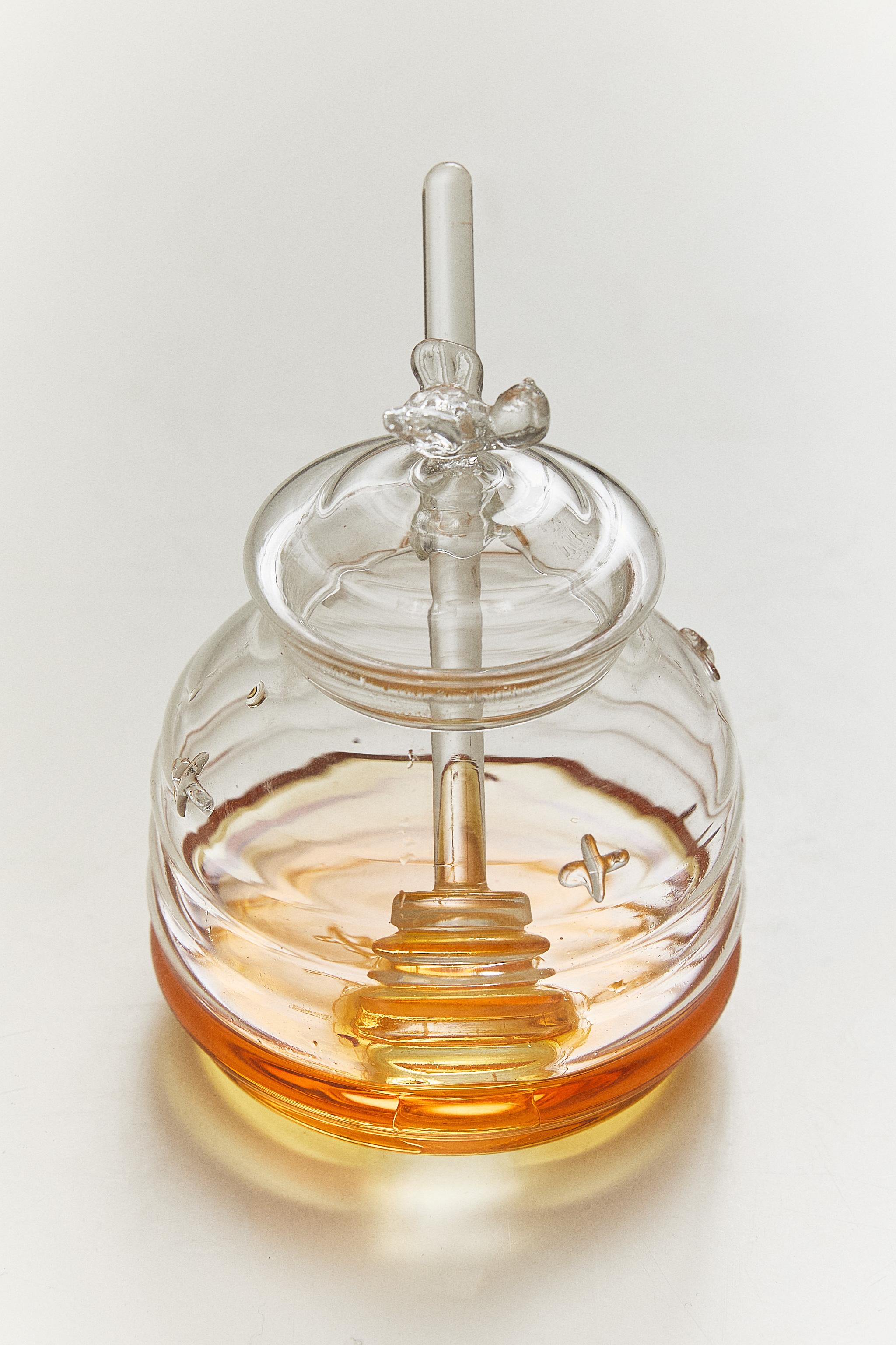 BUMBLEBEE BOROSILICATE GLASS HONEY JAR — Transparent