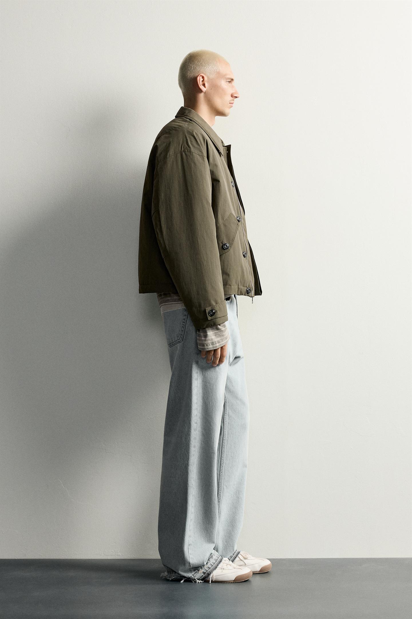 Мужская куртка Zara Boxy Fit Quilted, цвет: Хаки — фото 4