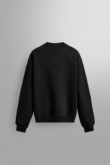 Zara REGULAR FIT CREWNECK SWEATSHIRT - Black