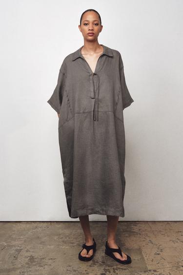 КАФТАН ИЗ 100% ЛЬНА — ZW COLLECTION — СЕРЫЙ от Zara — изображение 0
