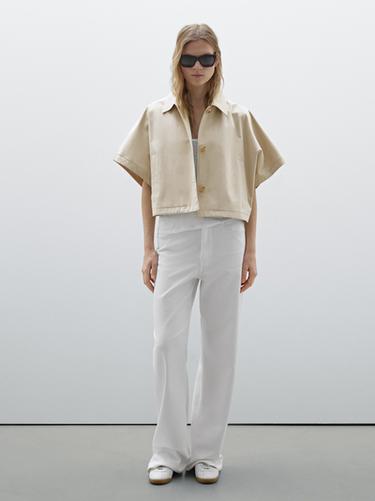 Zara 100% cotton short open cape - Beige - Image 0