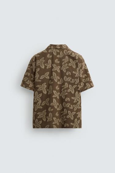 FLORAL JACQUARD SHIRT © OTIS KWAME KYE QUAICOE - Brown / Taupe by Zara - Image 7