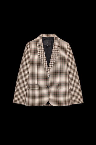 ZW COLLECTION CHECK STRAIGHT BLAZER - Multicoloured by Zara