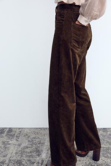 PANTALÓN RECTO PANA - Marrón oscuro de Zara