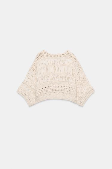 TOP EN MAILLE ET RUBANS - Écru de Zara - Image 7