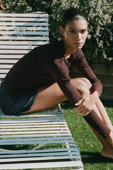 METALLIC THREAD JACKET - Light brown by Zara - Image 2