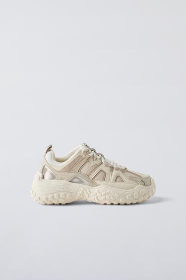 Zara MULTI-PIECE SNEAKERS - Beige