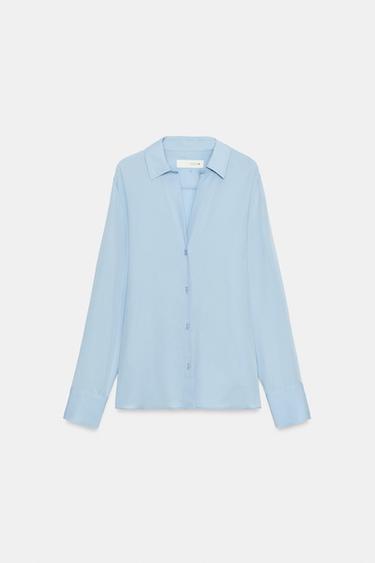 CAMISA FLUIDA ZW COLLECTION - Azul pastel de Zara