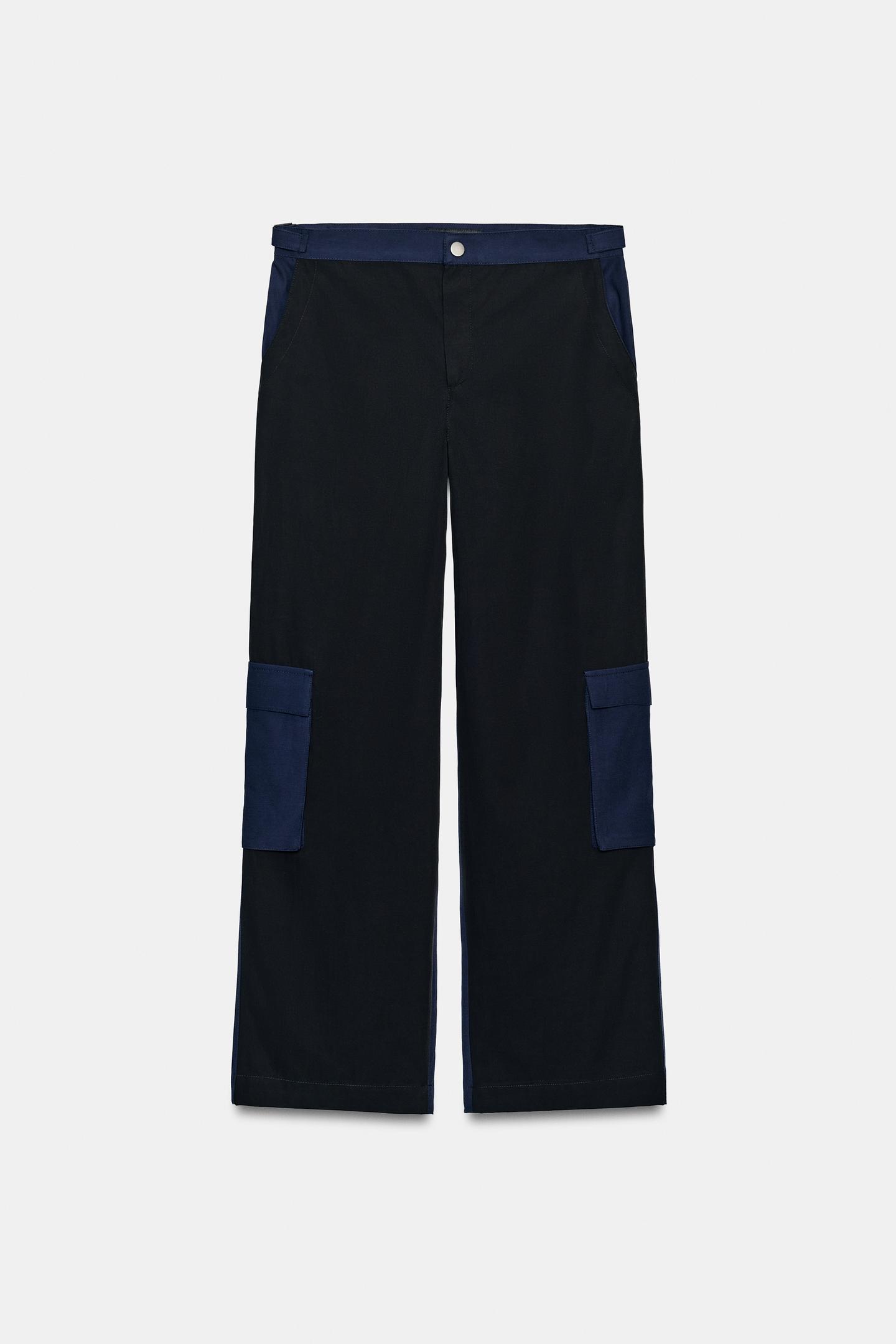 Женские брюки Zara ZW Collection Pocket Contrast, цвет: Тёмно-синий — фото 7