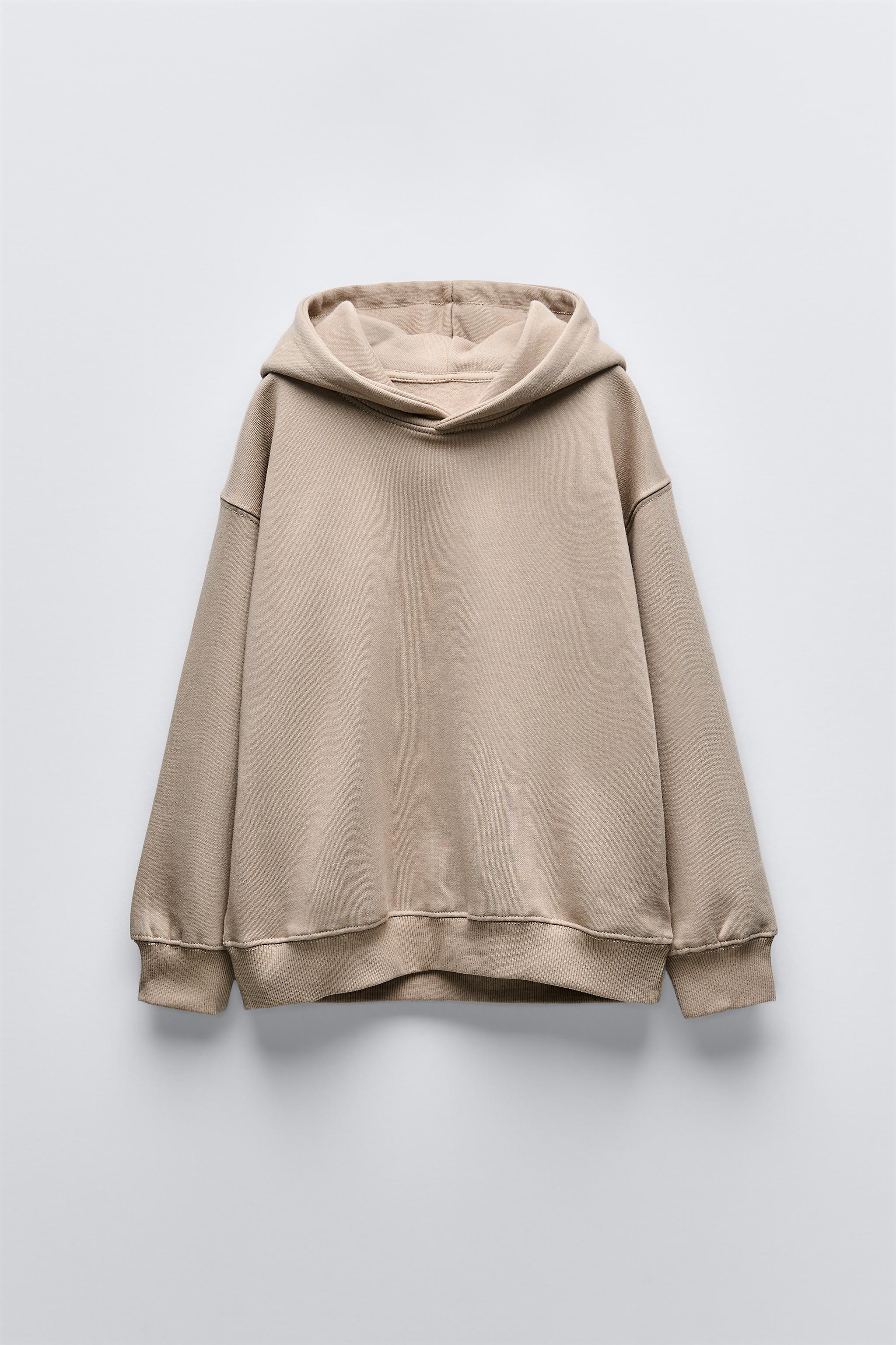 PLAIN HOODIE Brown Taupe ZARA United Kingdom