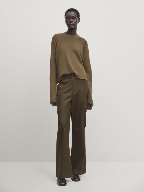 100% linen mock turtleneck sweater - Khaki | ZARA United States