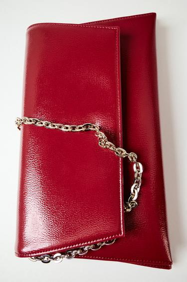 PATENT-EFFECT SHOULDER BAG - Red by Zara