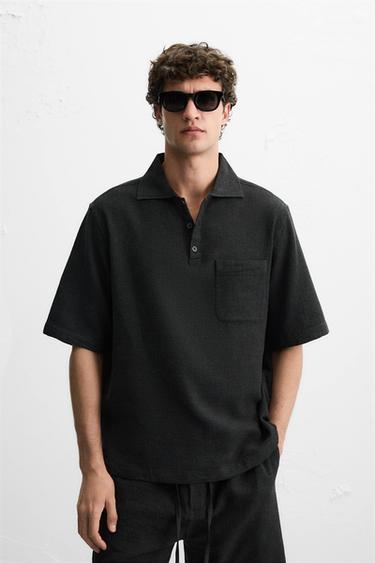 POLO ESTRUCTURA CUADRILLÉ - Gris oscuro de Zara